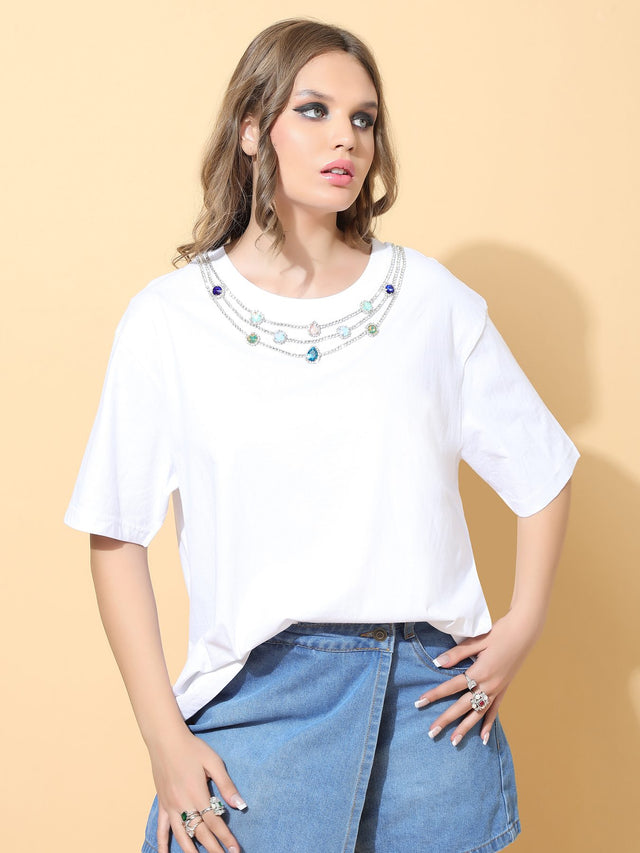 The Solitaire Splendour Tee — White