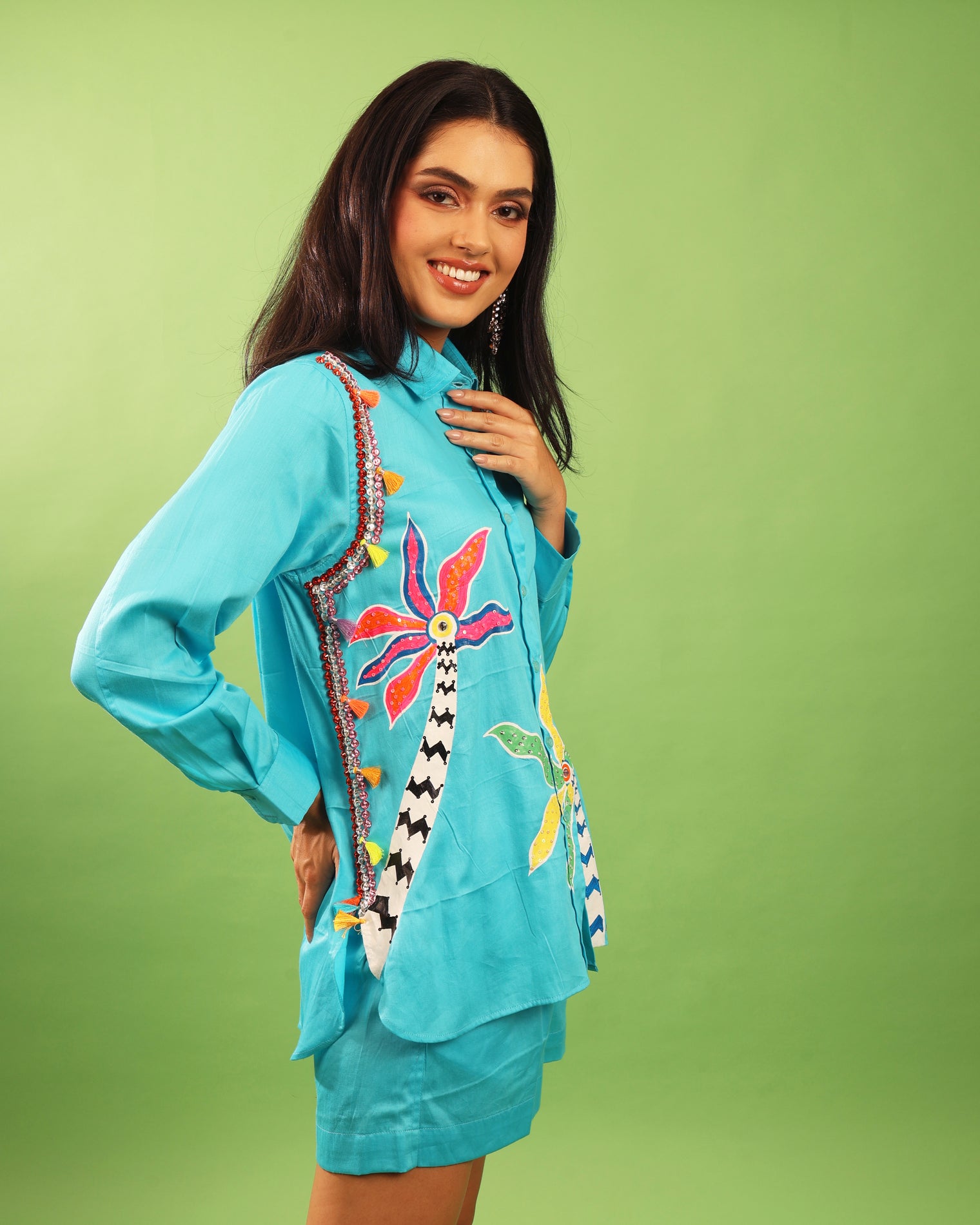 The Palm Riviera Shirt in Turquoise