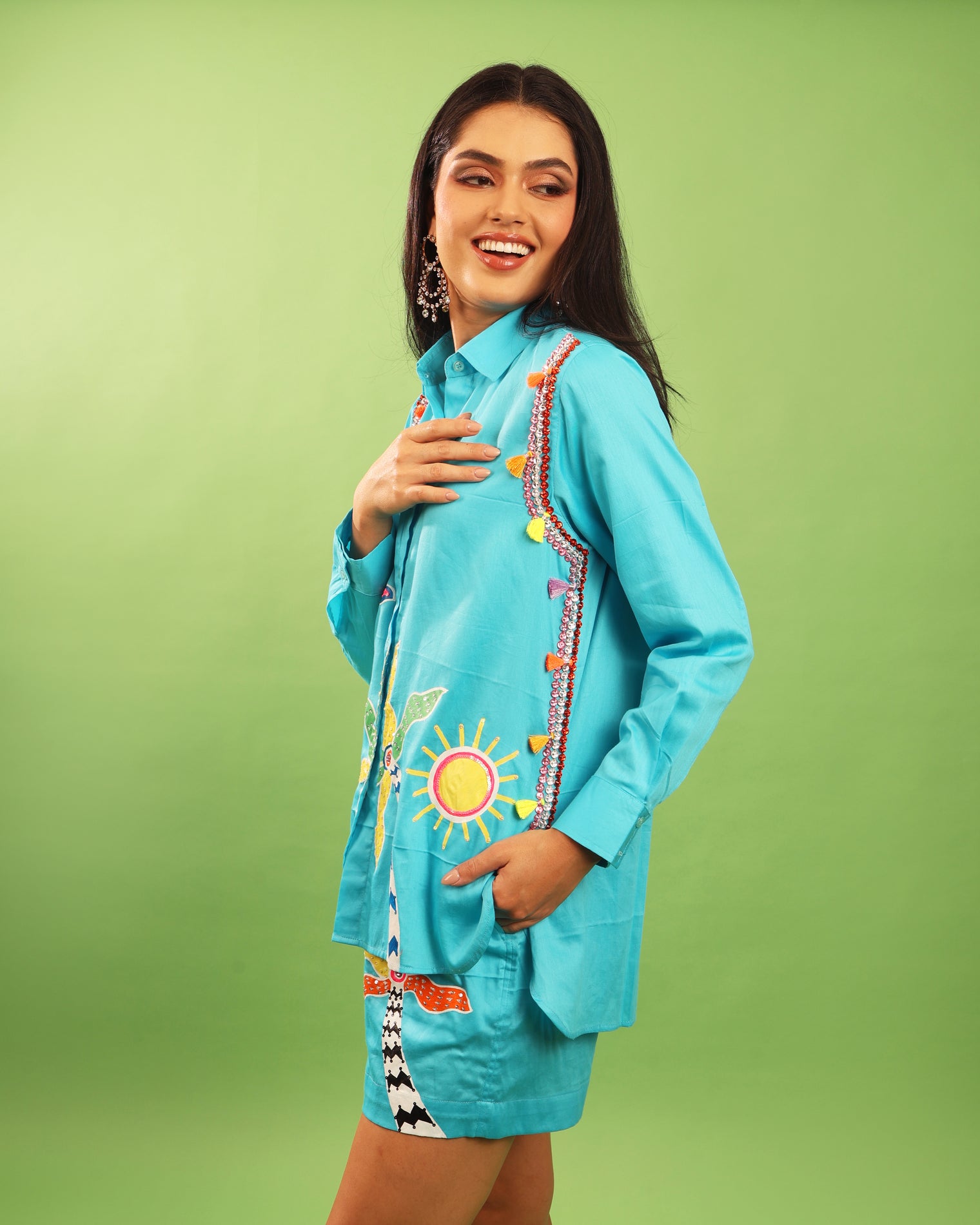 The Palm Riviera Shirt in Turquoise