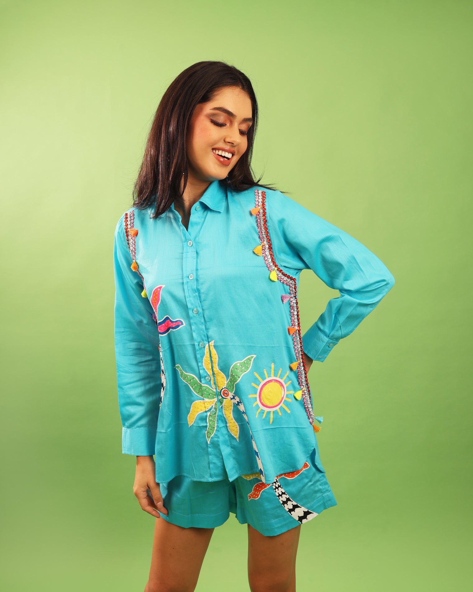The Palm Riviera Shirt in Turquoise