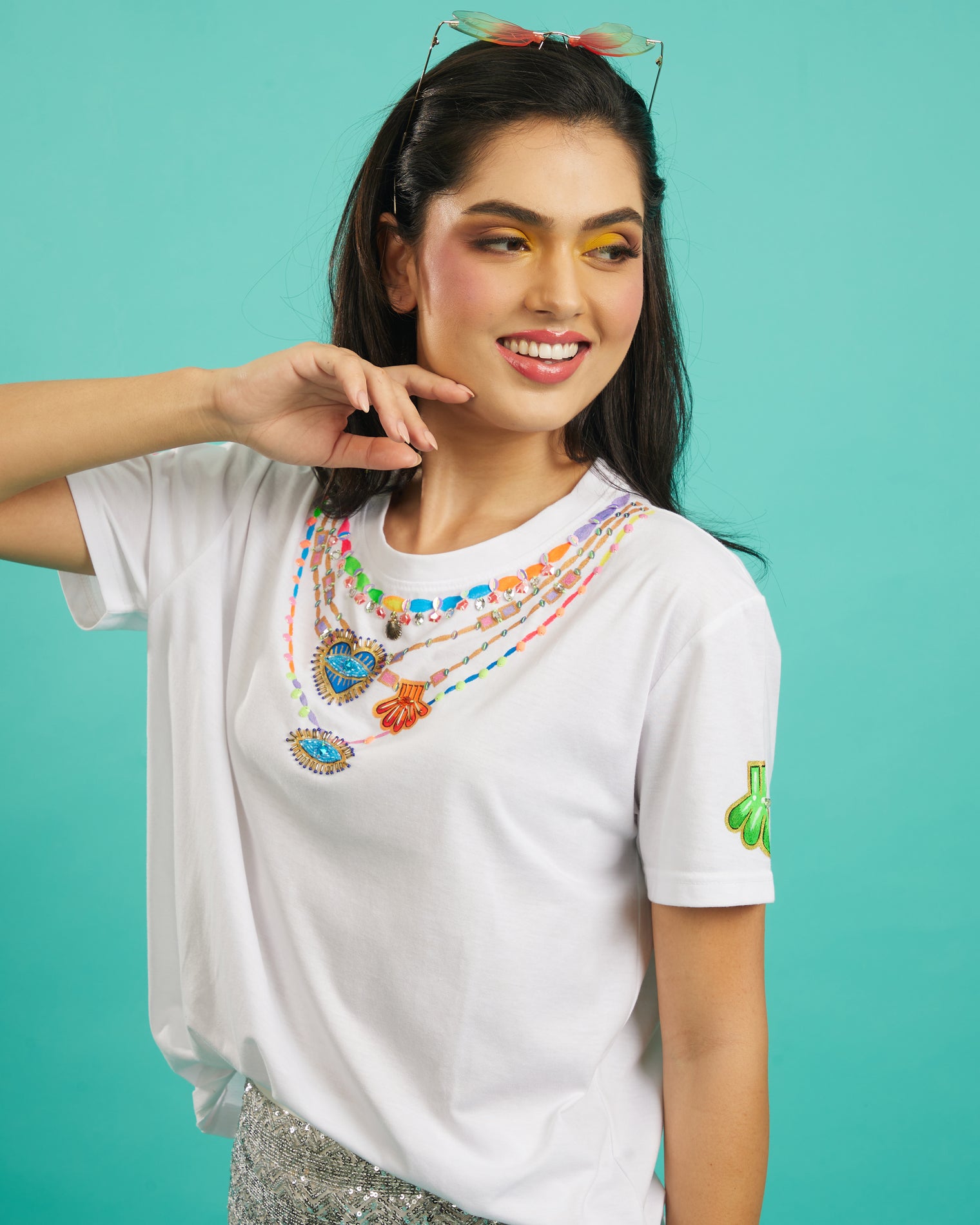 The Charm Necklace Tee in White