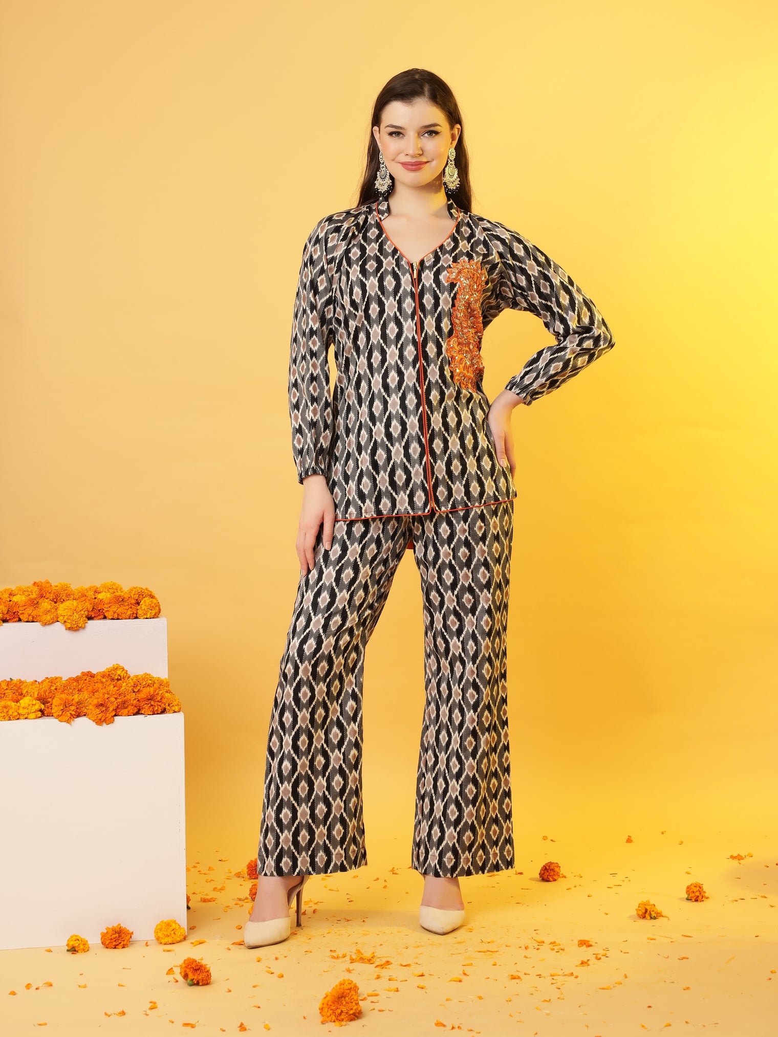 The 'Ikat Elegance' Tunic and Pant Set