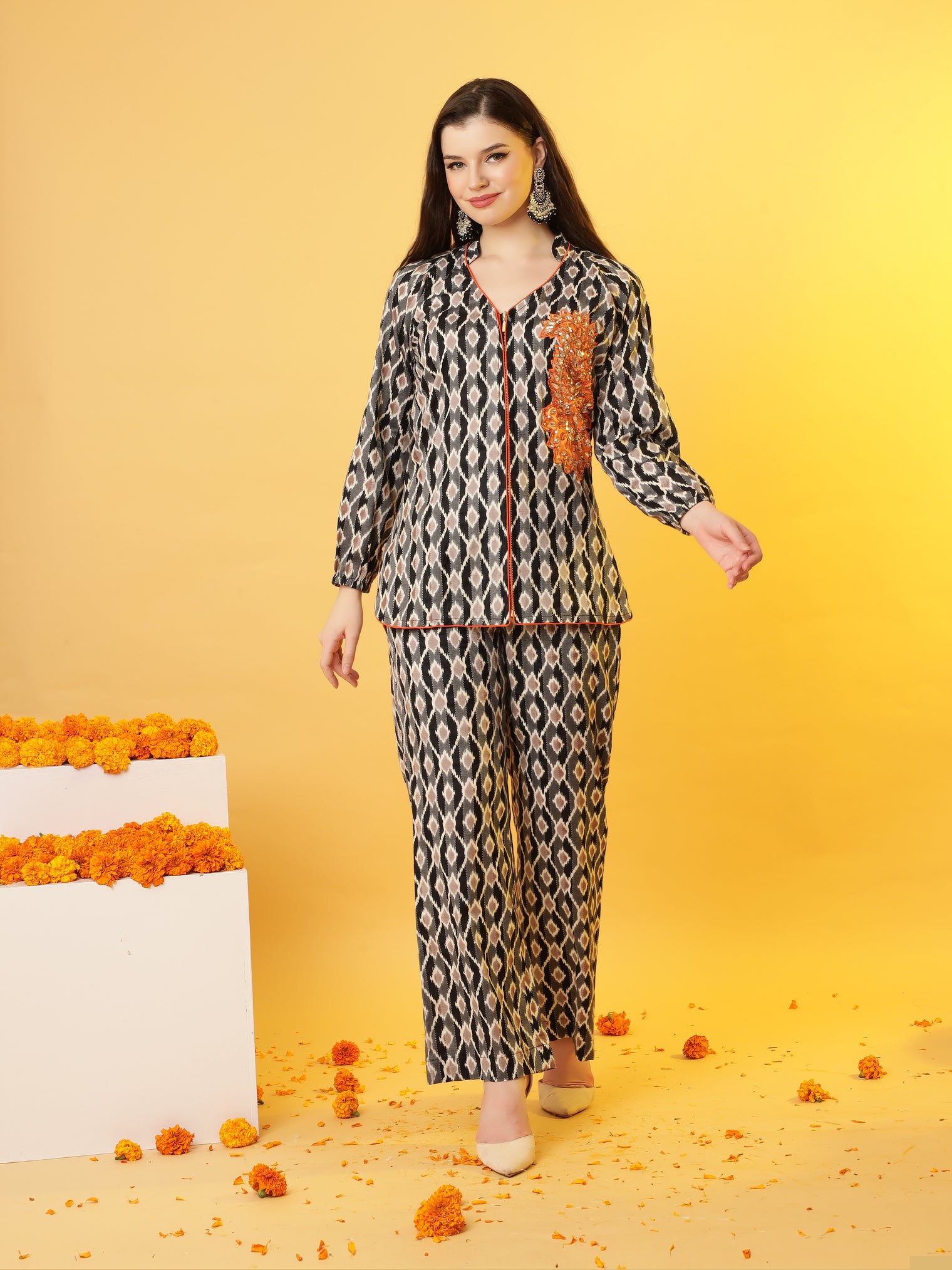 The 'Ikat Elegance' Tunic and Pant Set