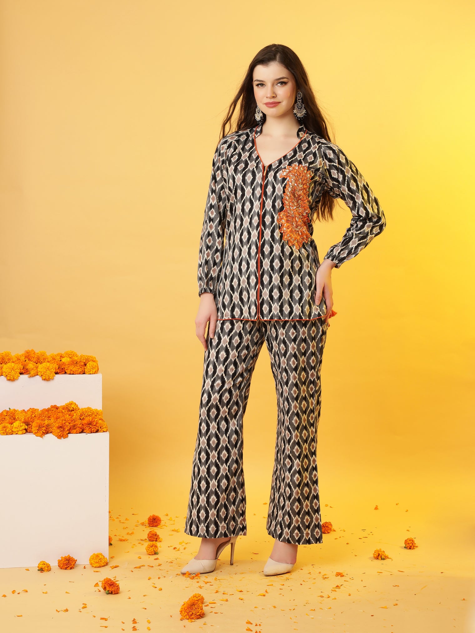 The 'Ikat Elegance' Tunic and Pant Set