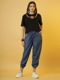 The 'Jet-Set-Gypsy' Set with Black Tee and Denim Jogger