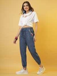 The 'Jet-Set-Gypsy' Set with White Tee and Denim Jogger