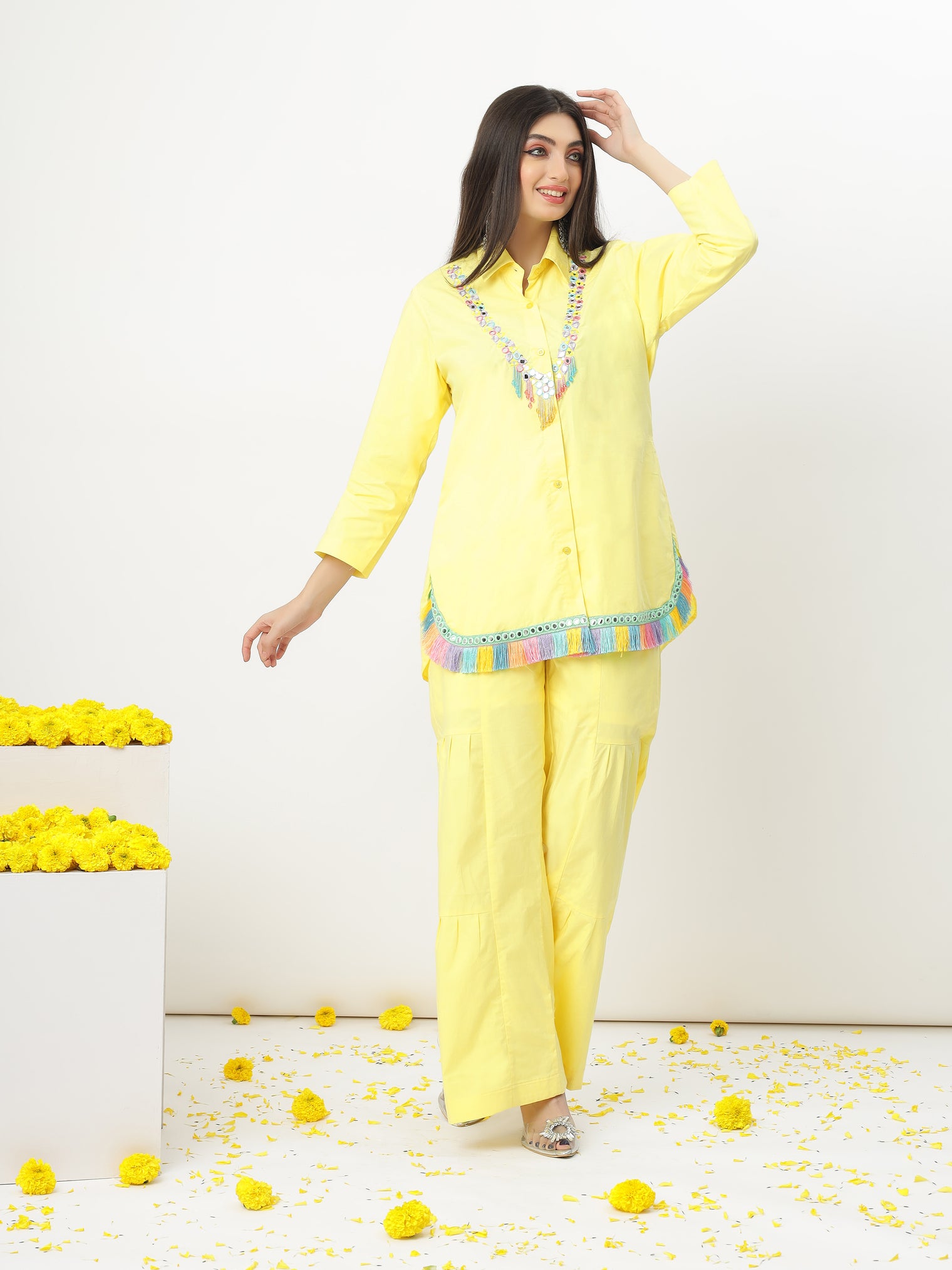 Marigold Memories Butter-Yellow Pant Set