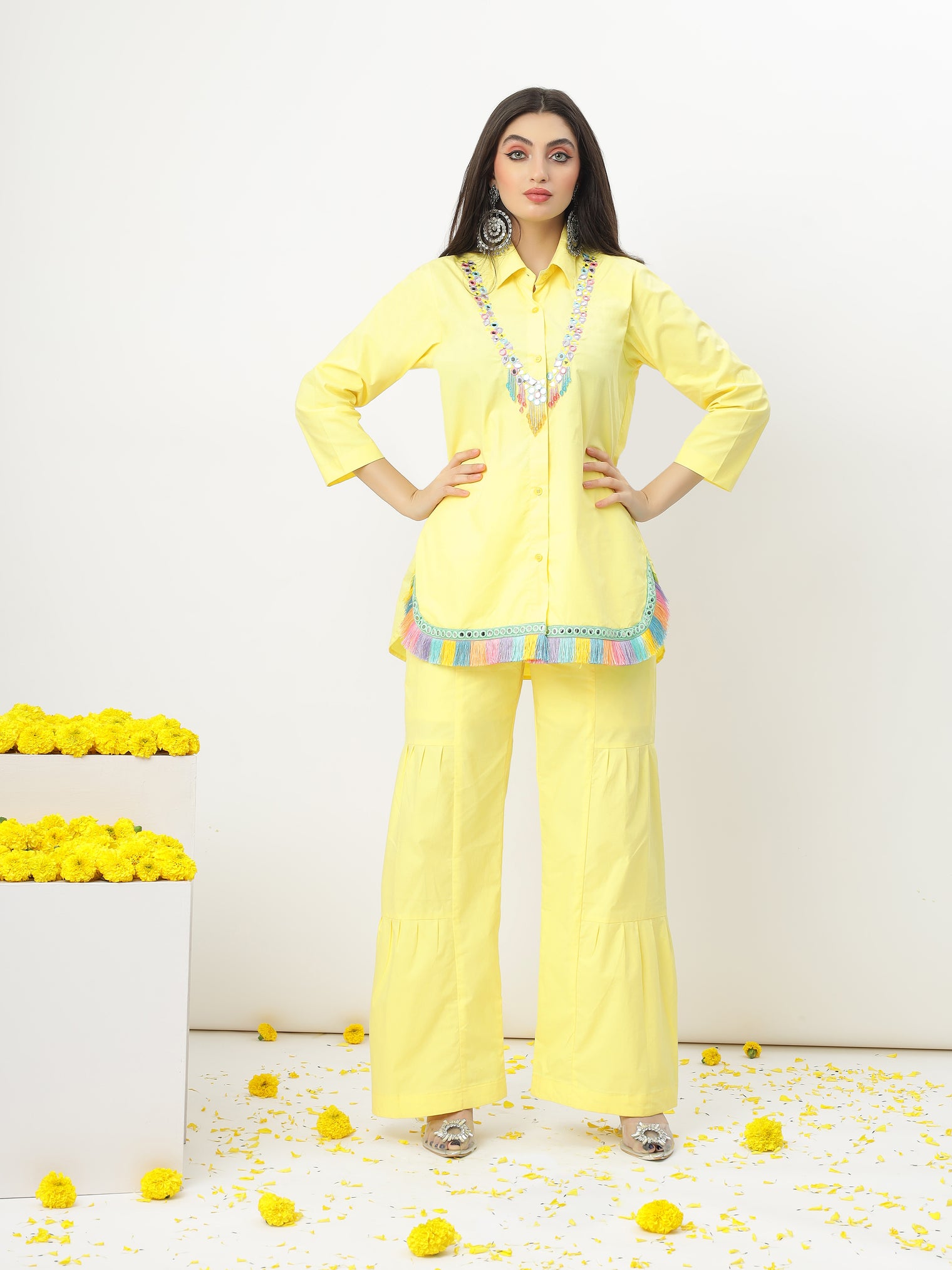 Marigold Memories Butter-Yellow Pant Set
