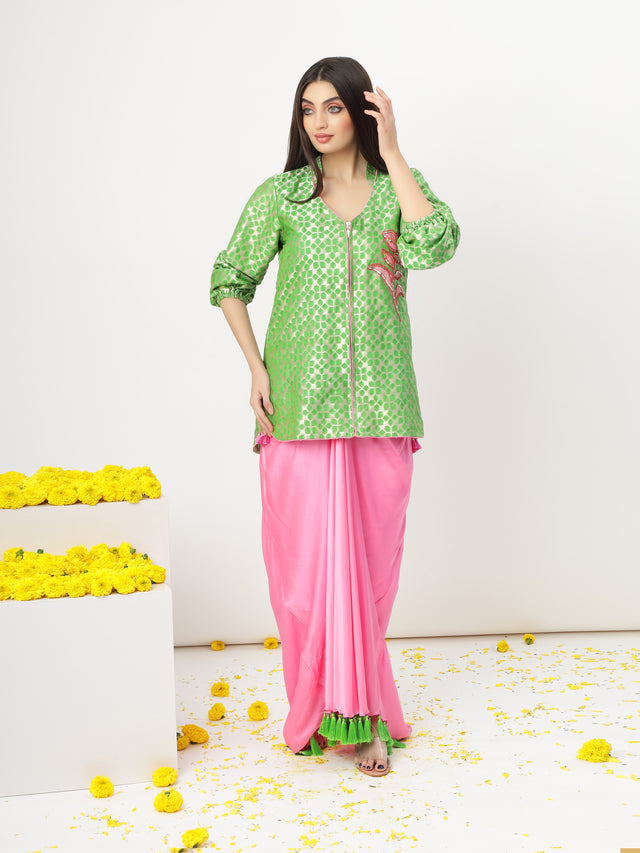 The 'Heer' Set in Green and Pink