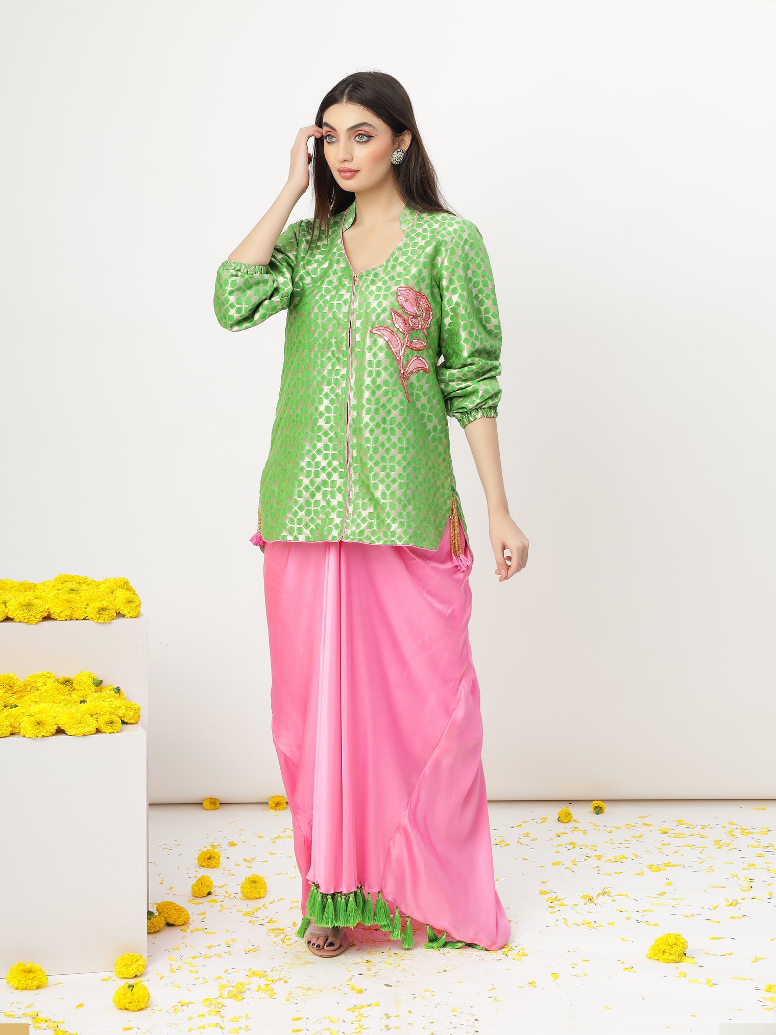 The 'Heer' Set in Green and Pink