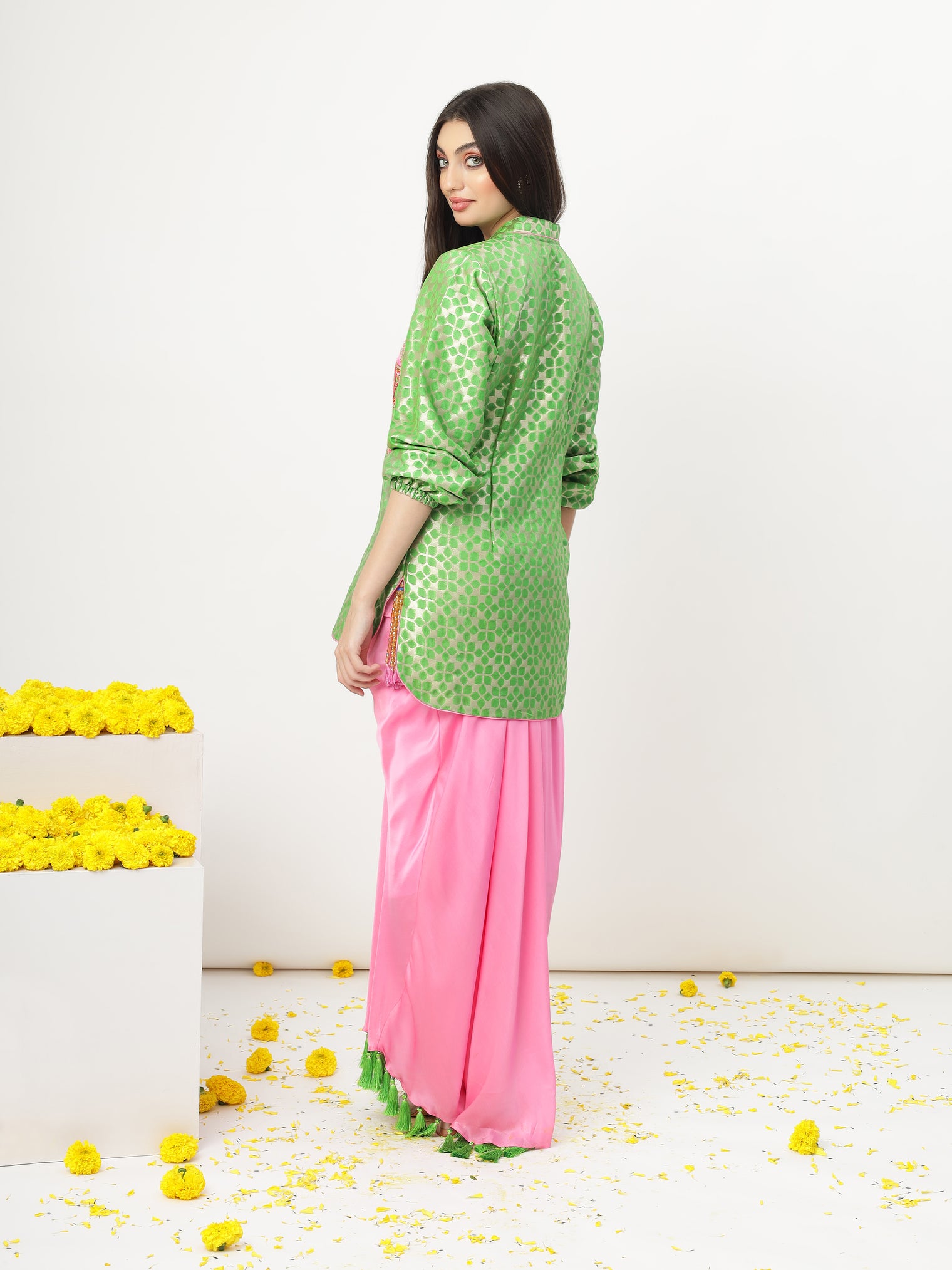 The 'Heer' Set in Green and Pink