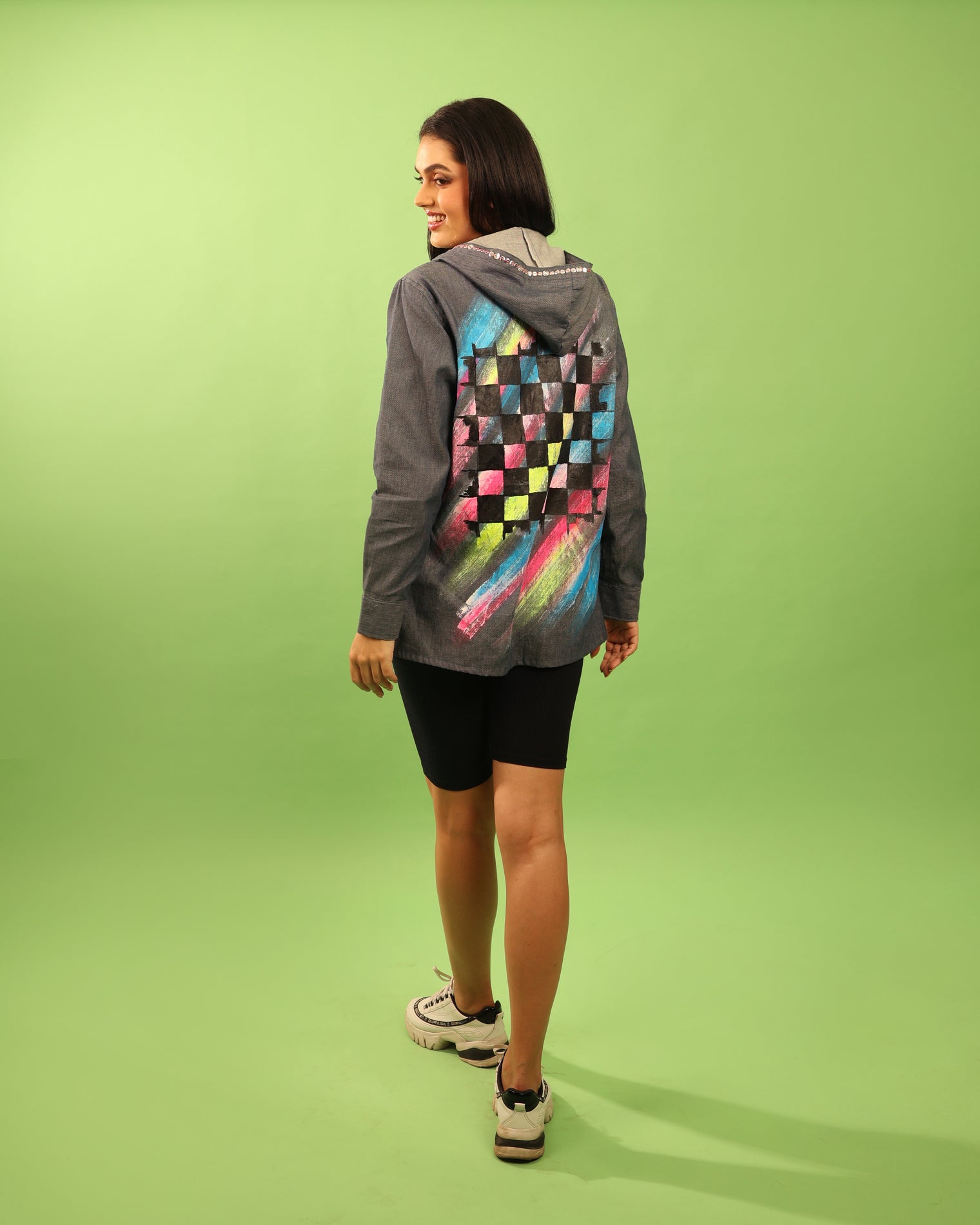 The Graffiti Hooded Tunic in Denim