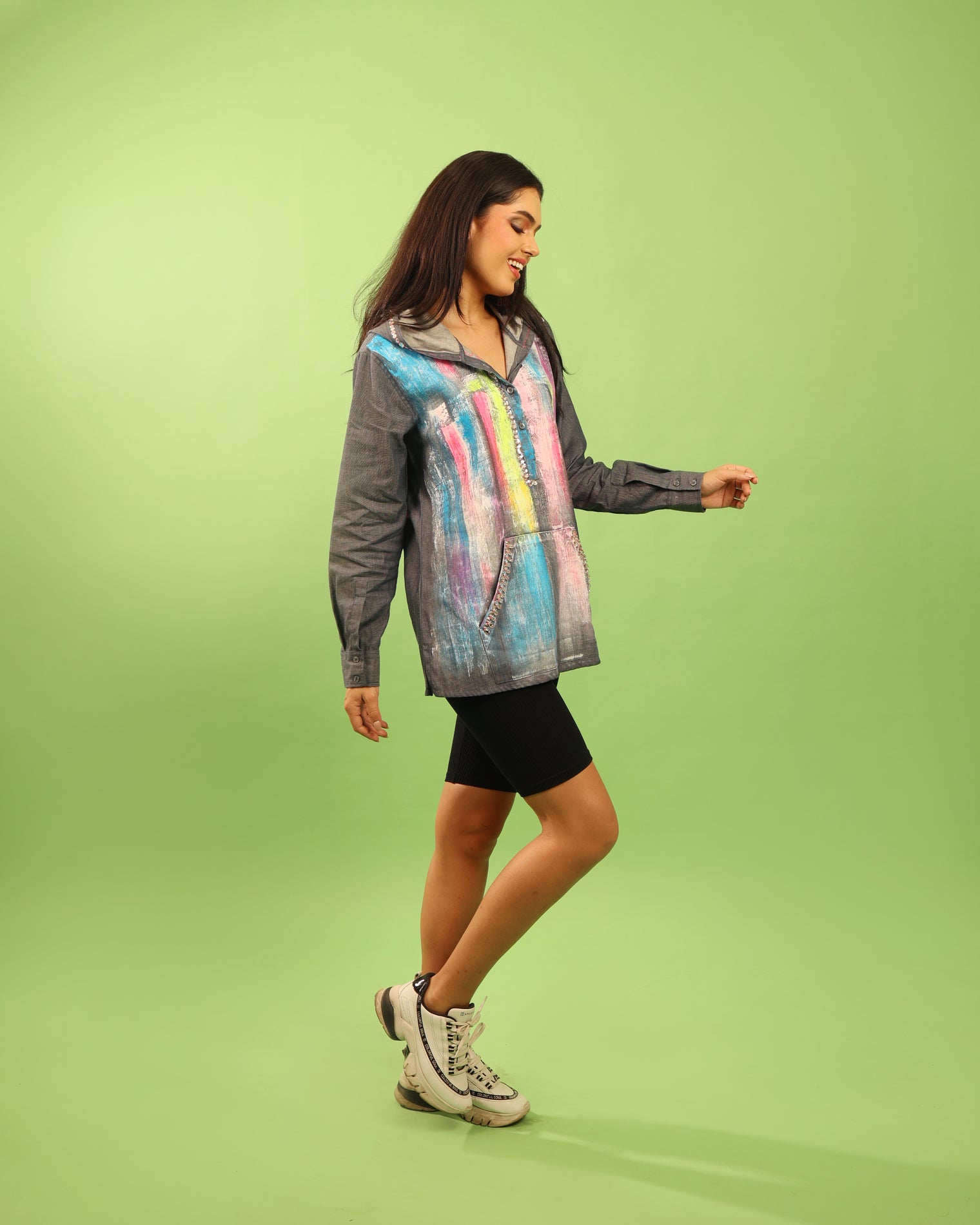 The Graffiti Hooded Tunic in Denim