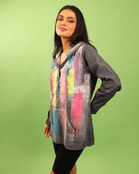 The Graffiti Hooded Tunic in Denim