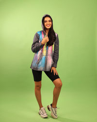 The Graffiti Hooded Tunic in Denim