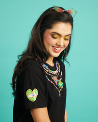 The Charm Necklace Tee in Black