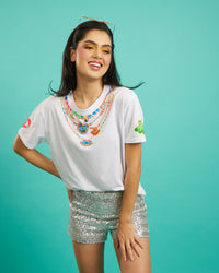 The Charm Necklace Tee in White