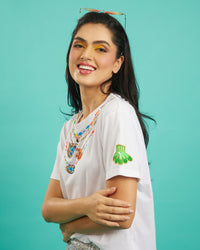 The Charm Necklace Tee in White