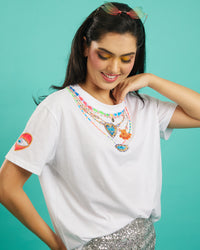 The Charm Necklace Tee in White