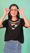 The Charm Necklace Tee in Black